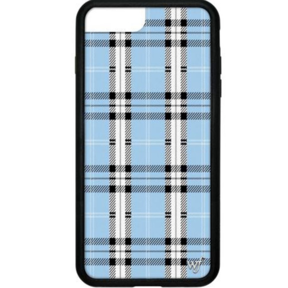 Iphone 7 wildflower blue plaid phone case